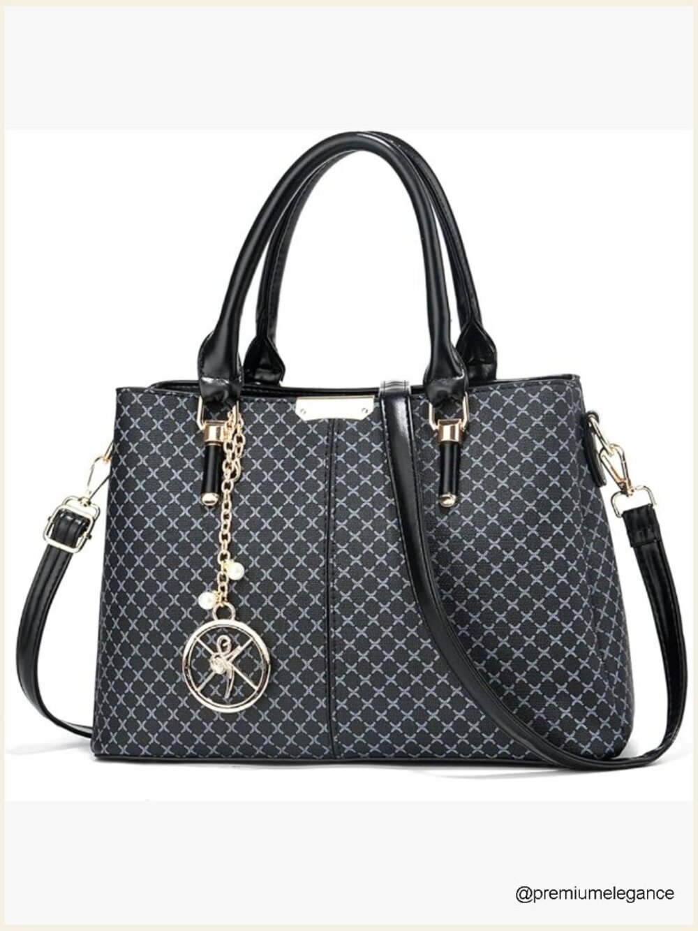 3 Zip Compartments Tote Satchel Shoulder Bag Handbag
